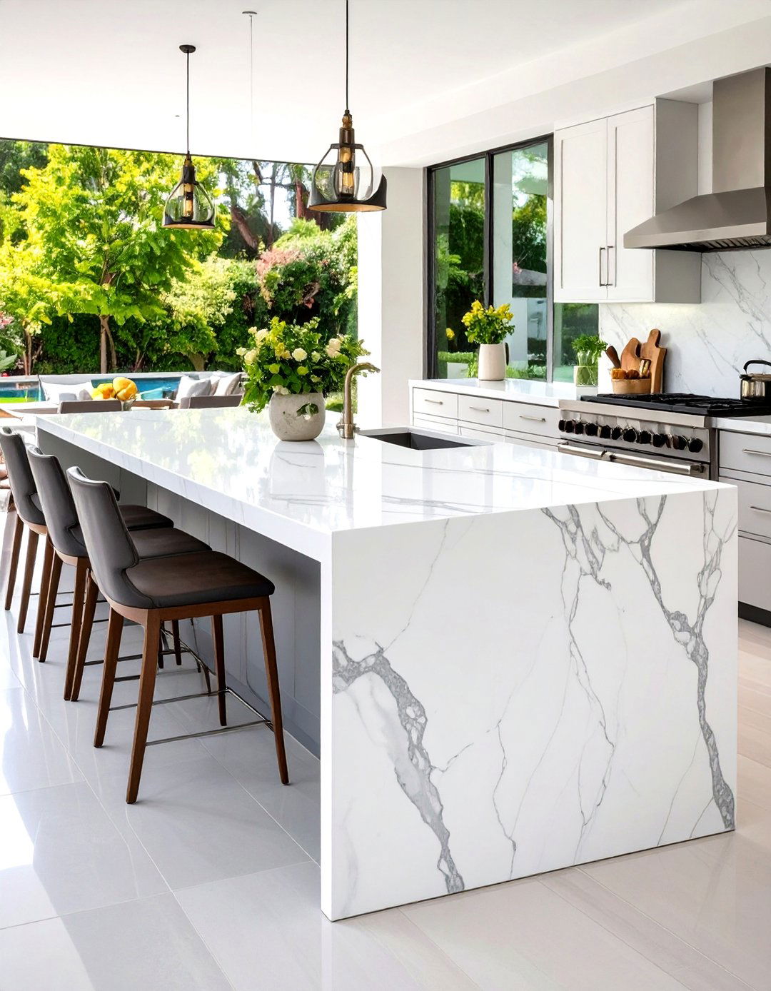 Porcelain Slab Large Format Design - 24 Outdoor Kitchen Countertop Ideas