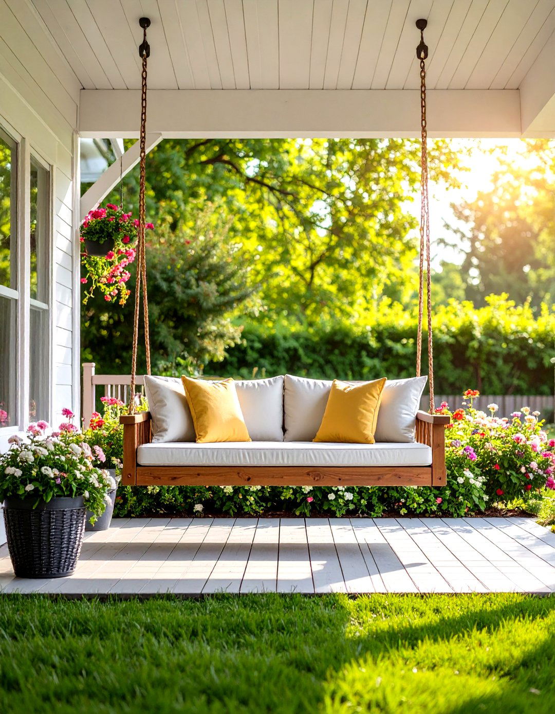 Porch Swing with Storage Compartment Design - 24 Front Porch Swing Ideas