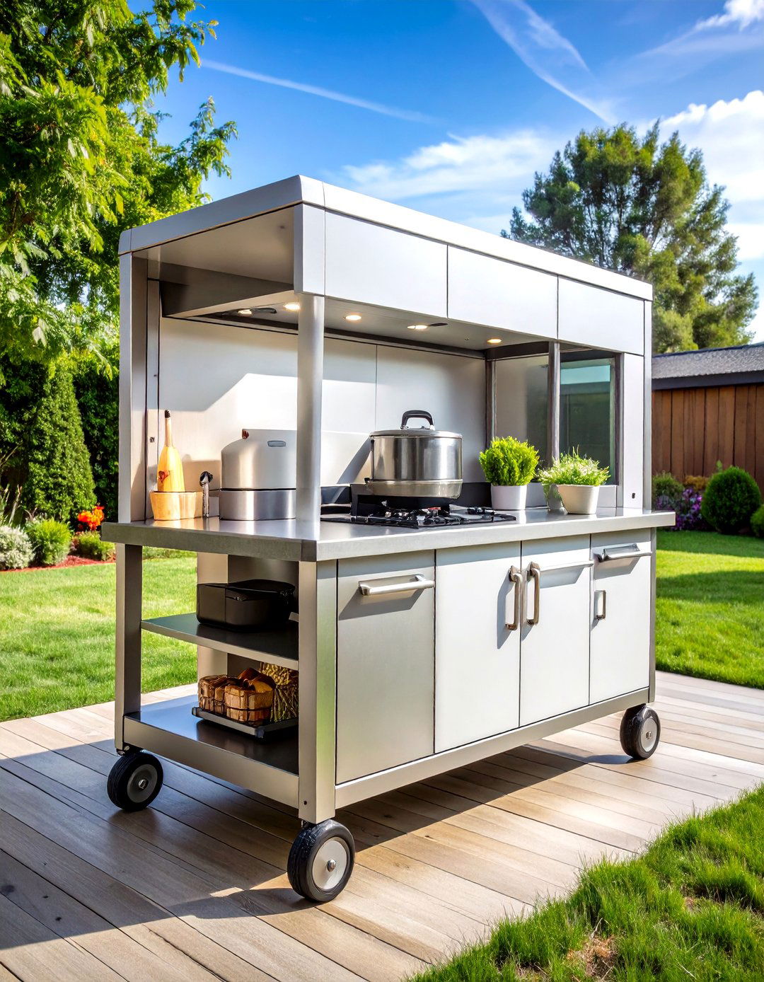 Portable Cart Island - 24 Outdoor Kitchen Island Ideas