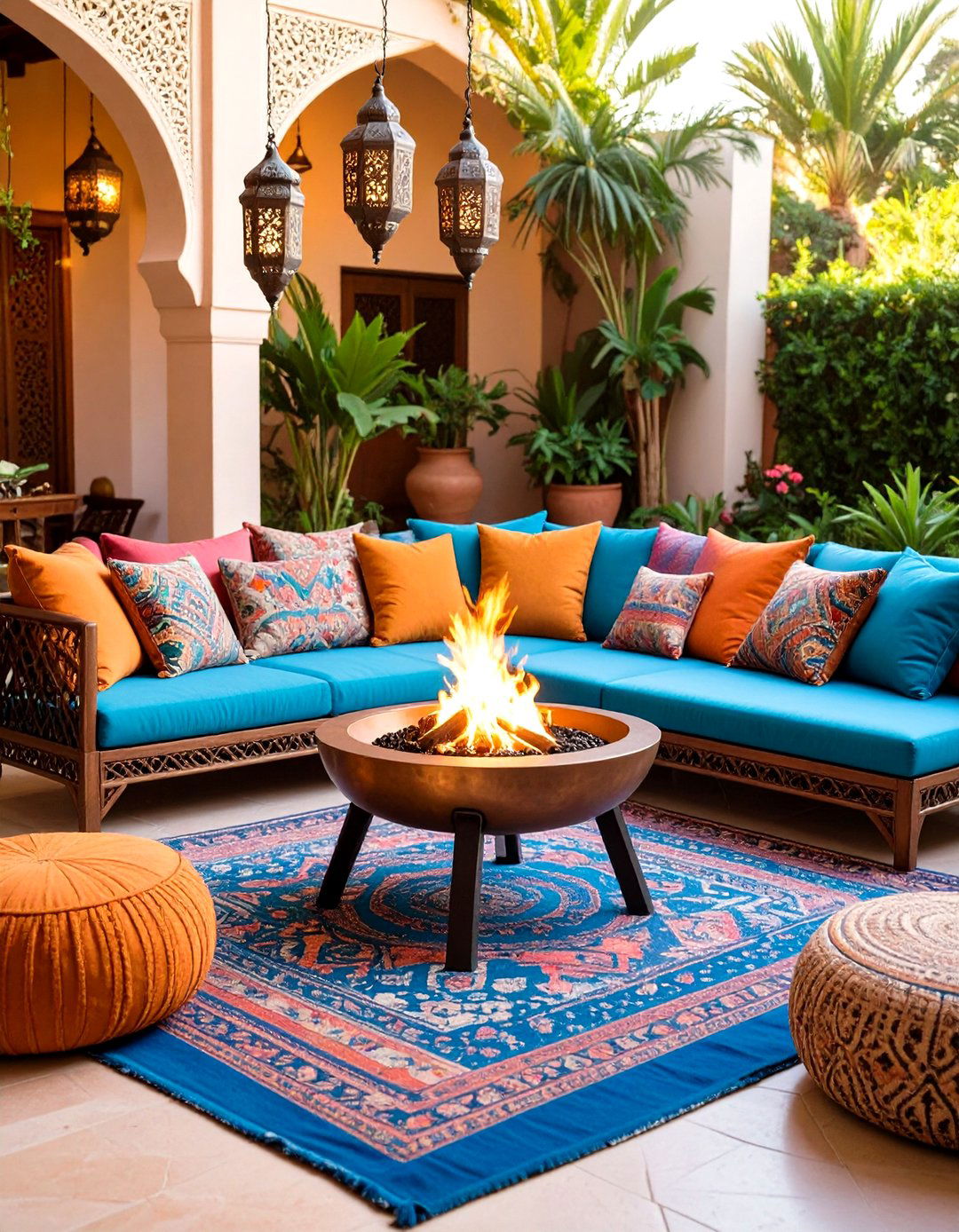 Portable Copper Fire Bowl with Moroccan Accents - 24 Fire Pit Ideas