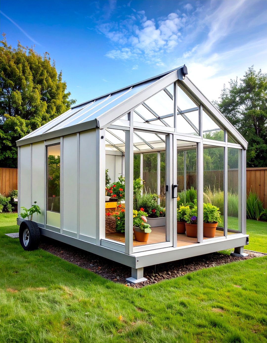 Portable Corner Greenhouse with Mobility Features - 24 Corner Greenhouse Ideas