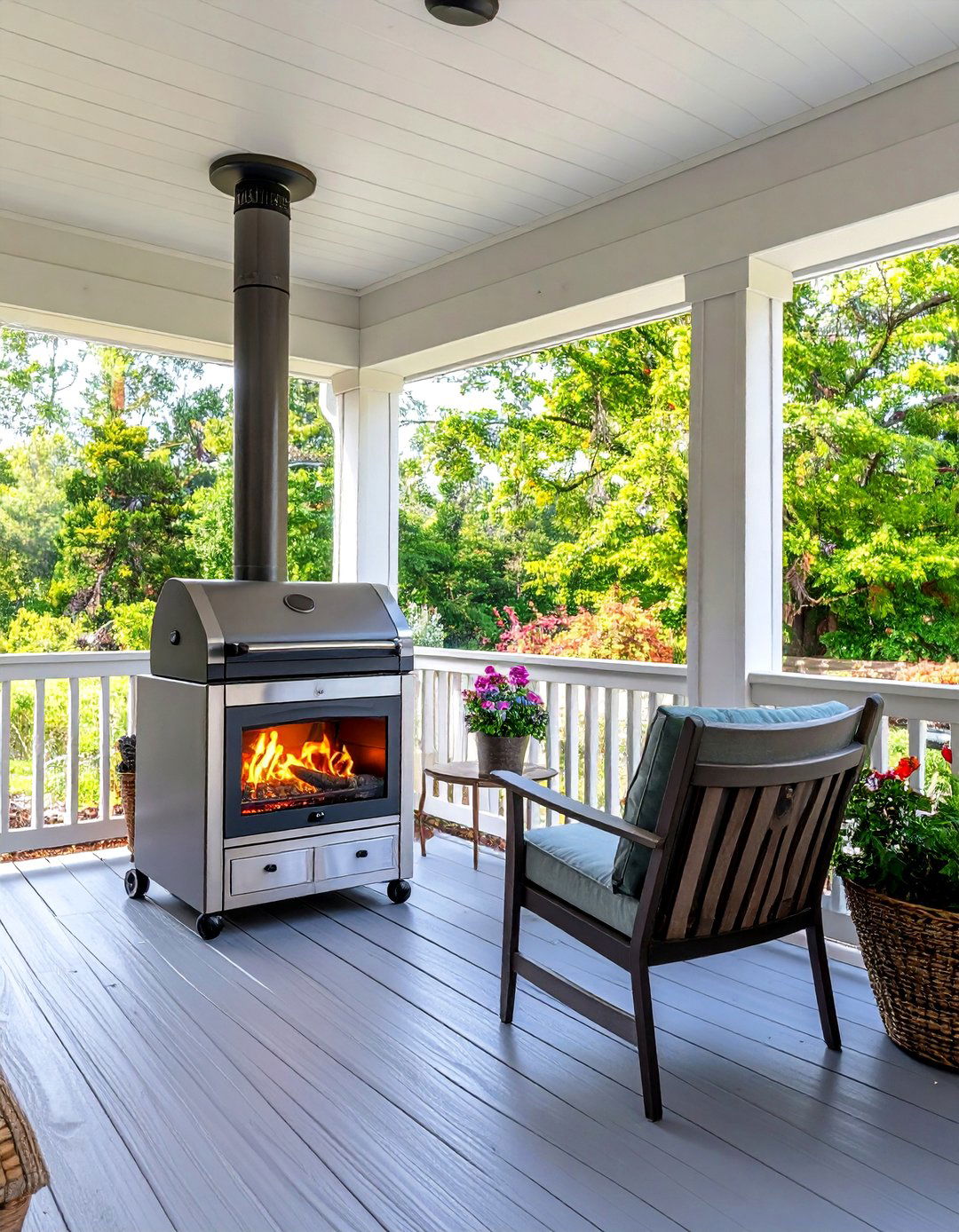 Portable Gas Fire Feature - 24 Porch Fireplace Ideas
