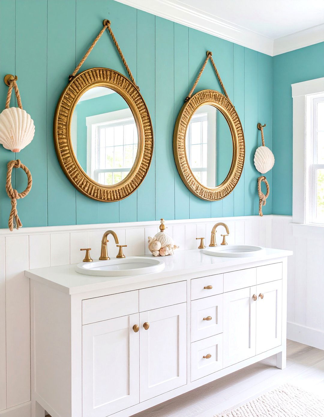 Porthole Mirror Powder Room - 24 Nautical Bathroom Ideas
