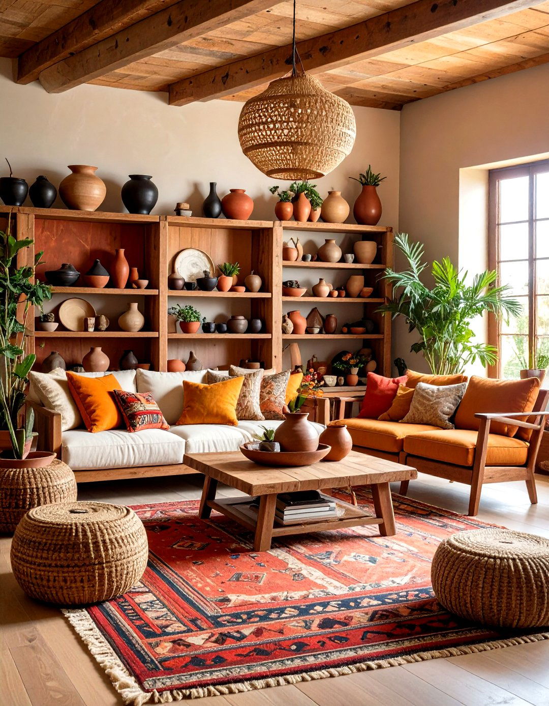Pottery Display Living Room - 24 Southwestern Living Room Ideas