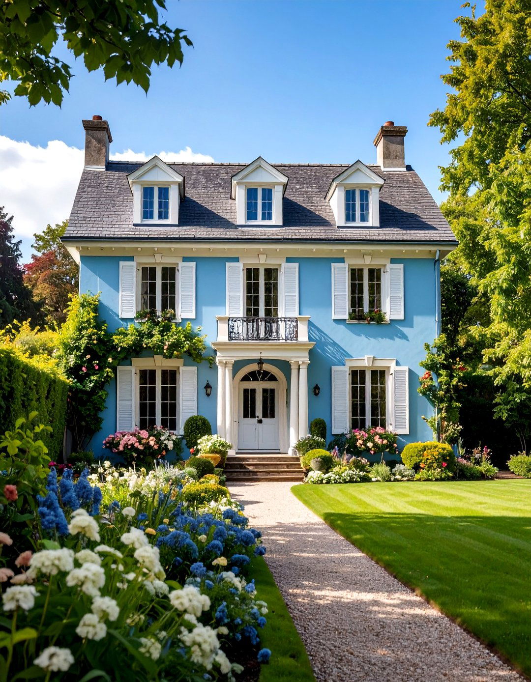 Powder Blue French Provincial - 24 blue exterior house paint ideas
