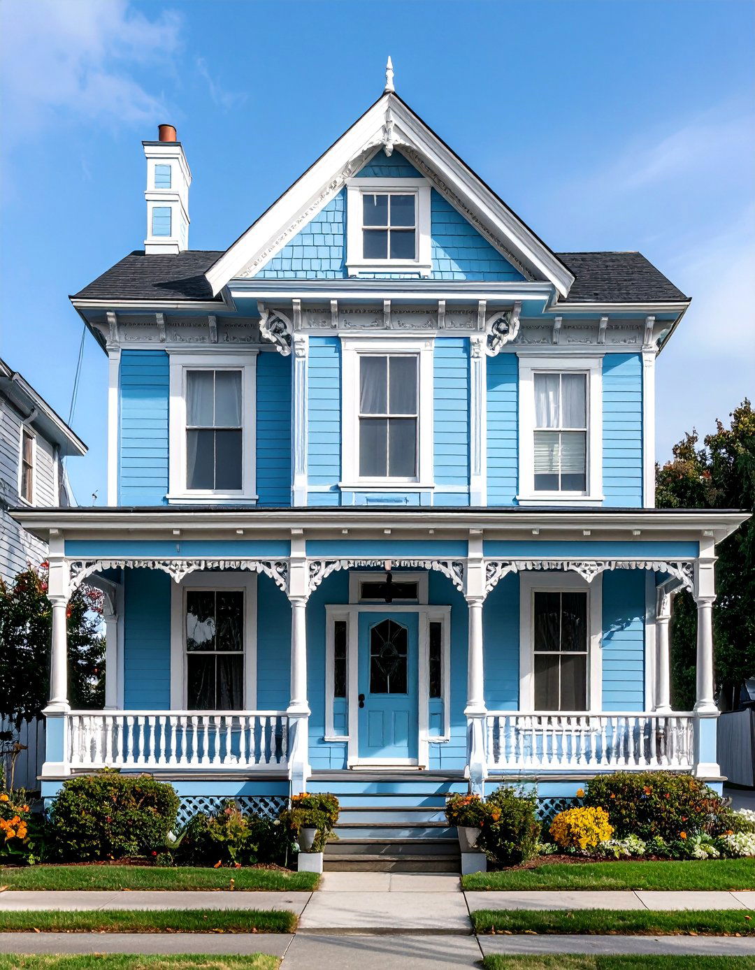 Powder Blue Victorian Elegance - 24 blue exterior house paint ideas