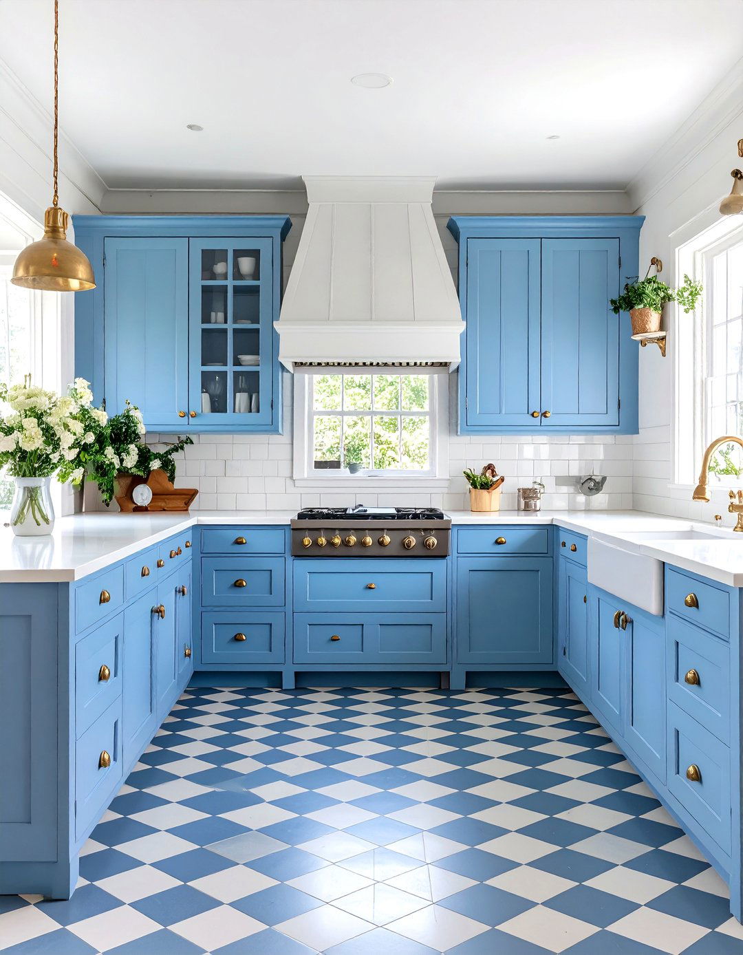 Powder Blue Vintage Style Kitchen with White Accents - 24 Blue and White Kitchen Ideas