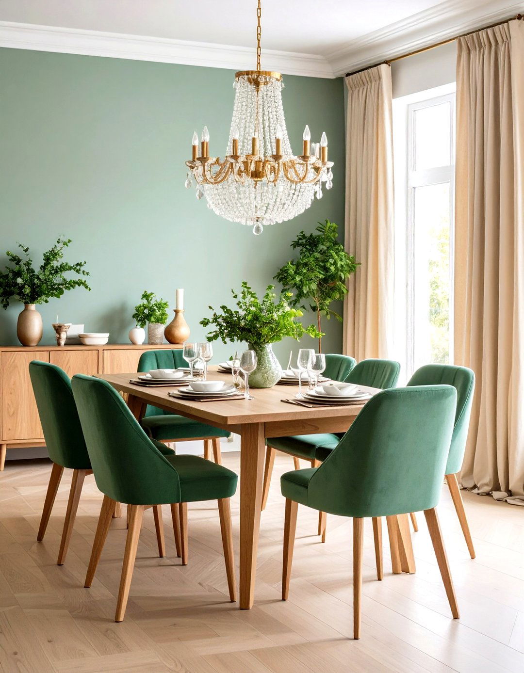 Powder Blue and Forest Green Dining Space - 24 Blue and Green Color Combos for Decorating