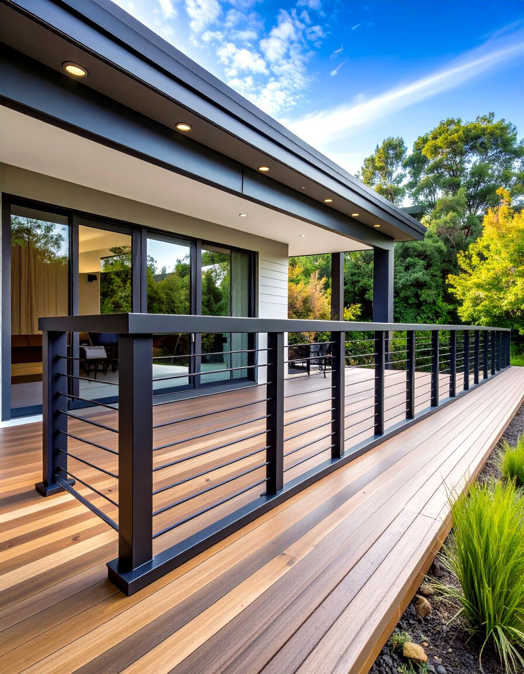 Powder Coated Aluminum Bar Railing - 24 Horizontal Deck Railing Ideas