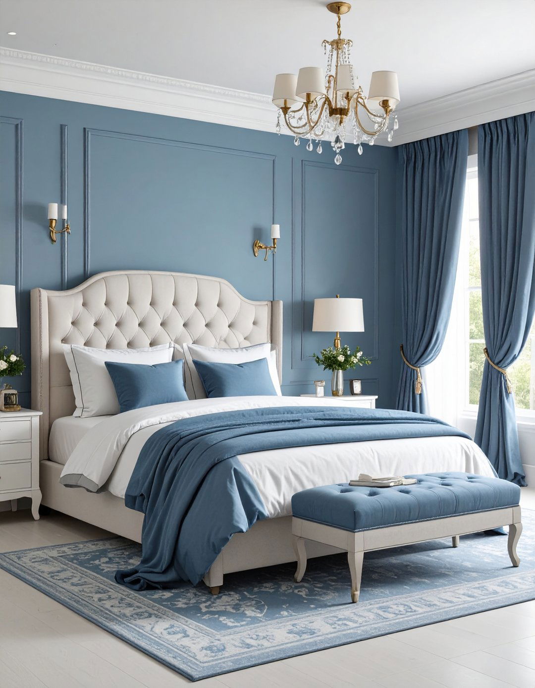 Powder Room Blue Elegant Bedroom - 24 Blue and White Bedroom Ideas