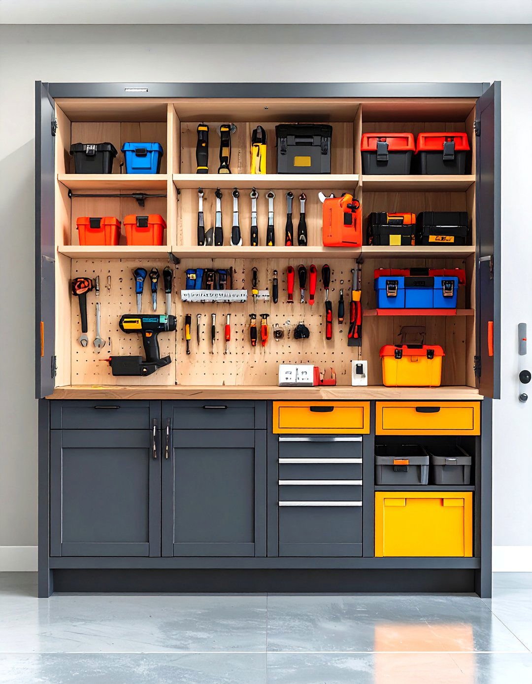 Power Tool Wall Cabinet - 24 Power Tool Storage Ideas