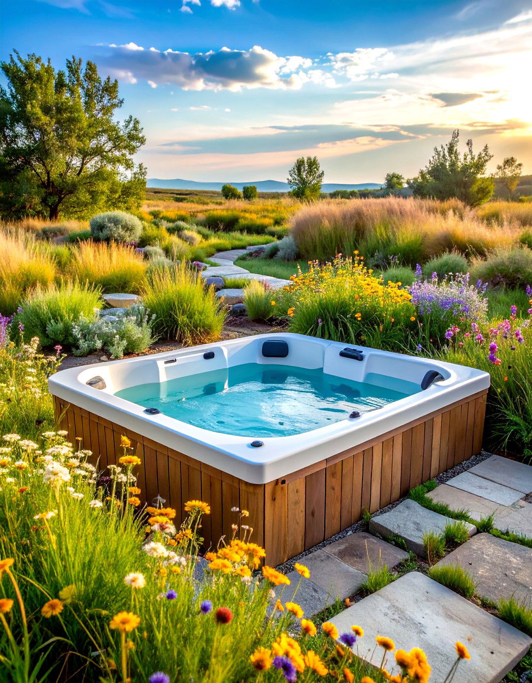 Prairie Landscape Hot Tub Setting - 24 Hot Tub Landscaping Ideas