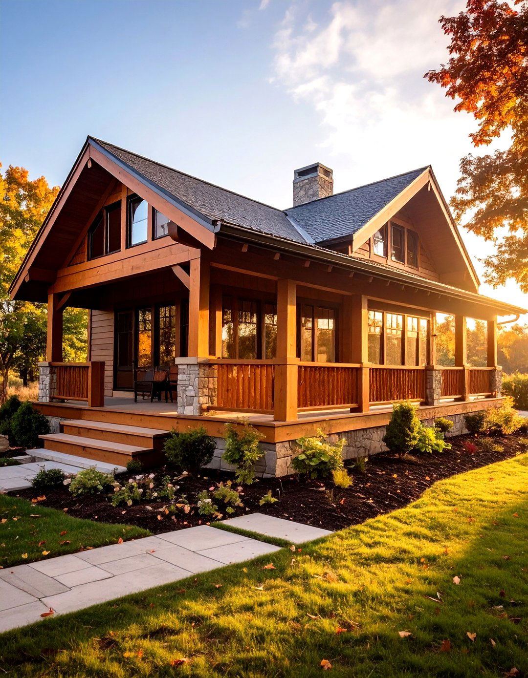 Prairie School Horizontal Emphasis - 24 Open Gable Porch Ideas