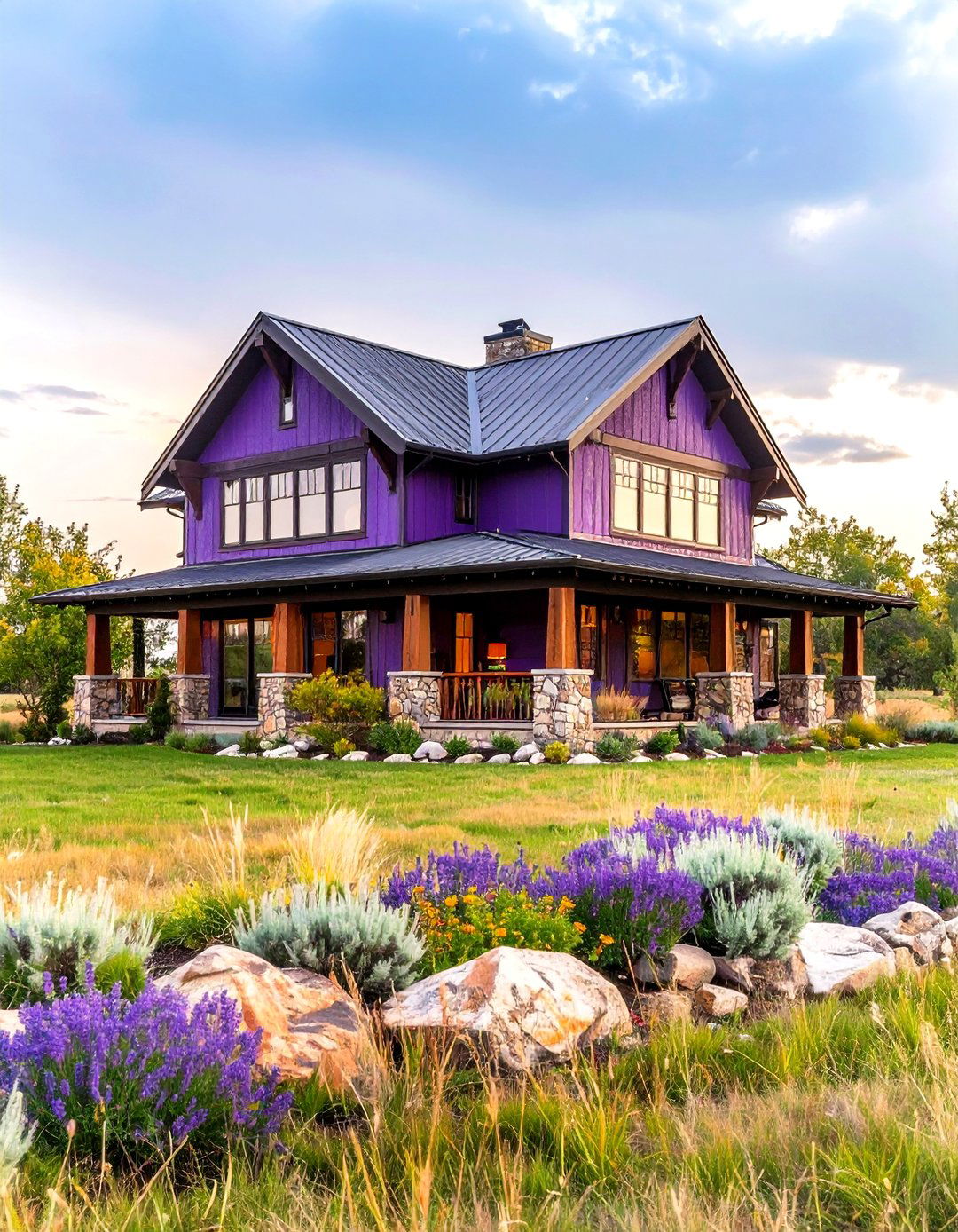 Prairie Style Eggplant Design - 24 Purple House Exterior Ideas