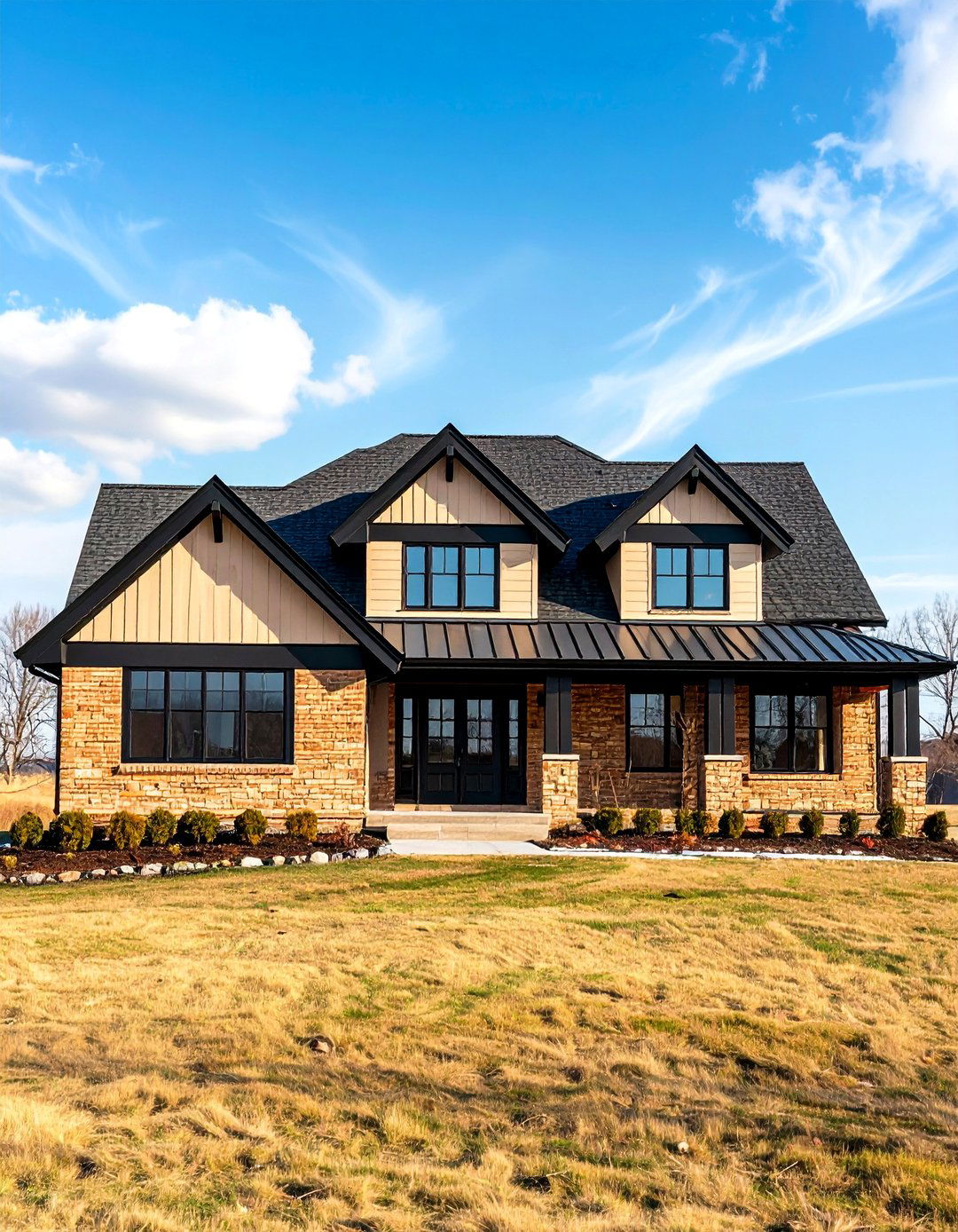 Prairie Style Horizontal Emphasis - 24 beige and black house exterior ideas