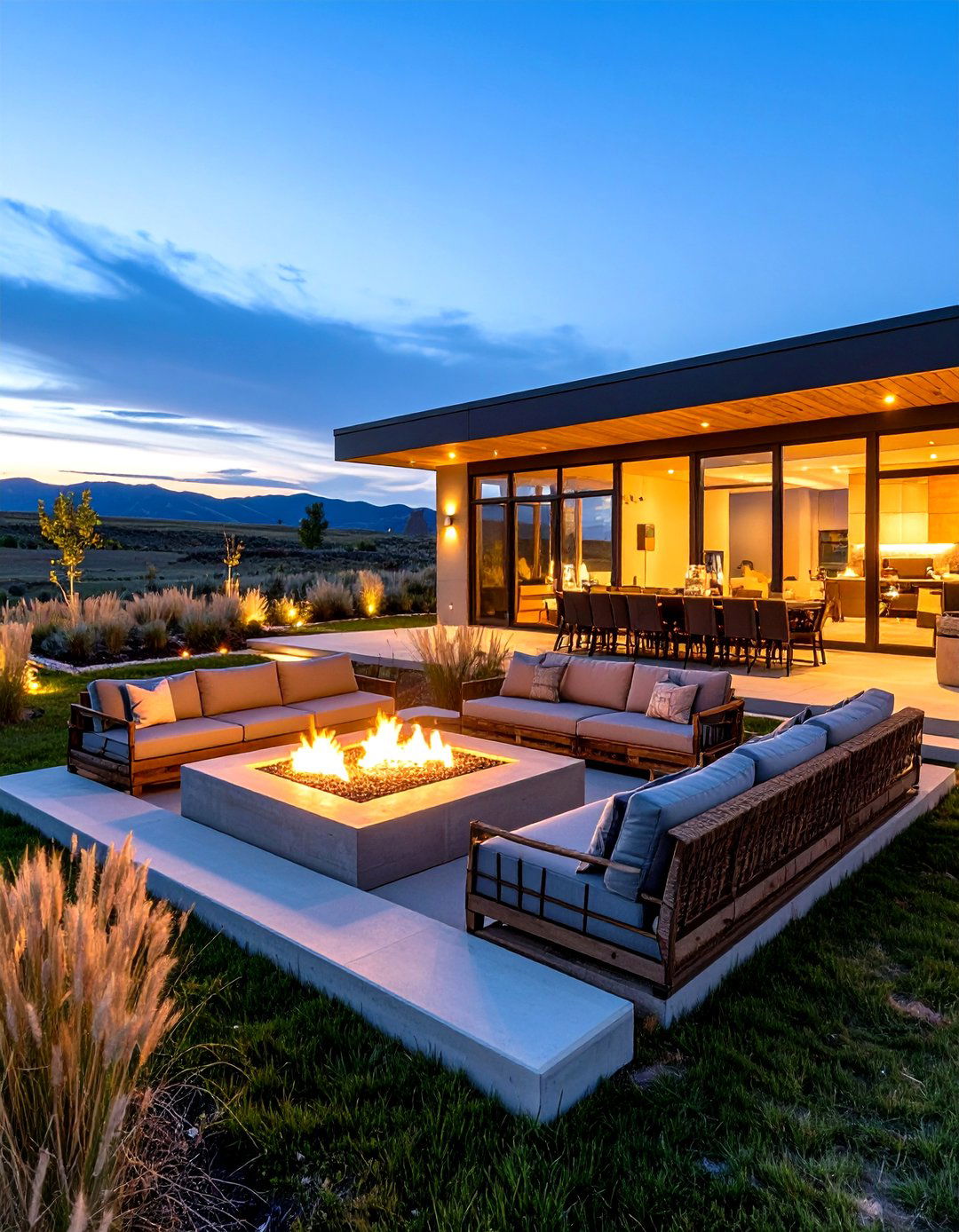 Prairie Style Outdoor Room with Horizontal Lines - 24 Outdoor Living Room Ideas