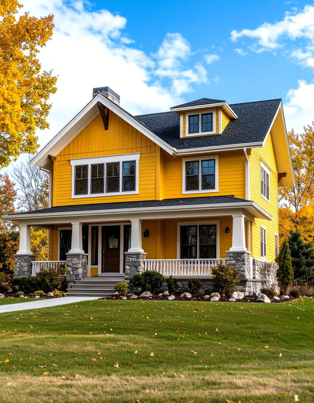 Prairie Style Yellow with Natural Materials - 24 Yellow Exterior Home Ideas