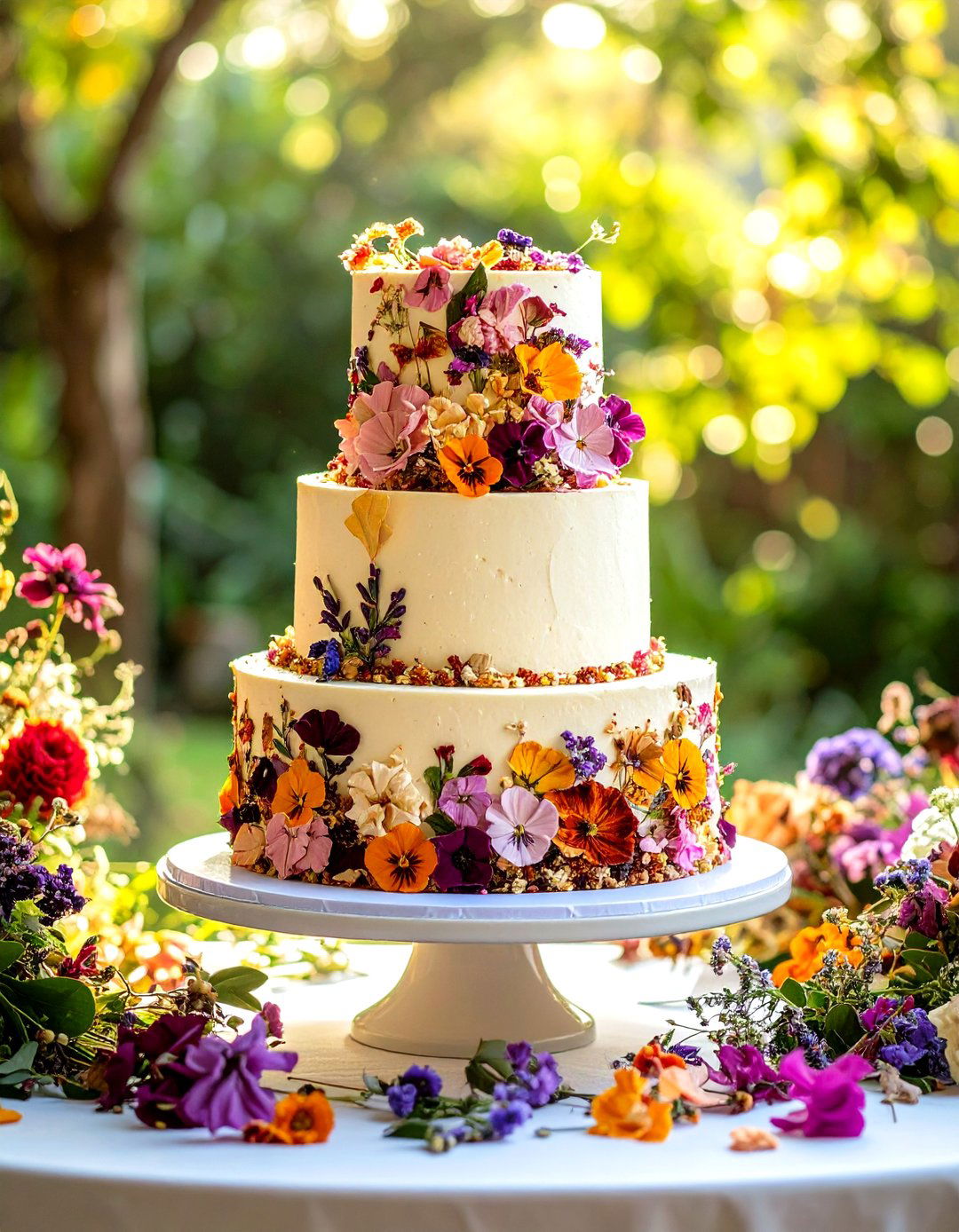 Pressed Flower Wedding Cakes - 24 Wedding Cake Ideas