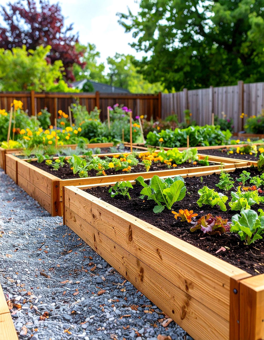 Pressure Treated Lumber Mulch Edging with Raised Bed Design - 24 Mulch Edging Ideas