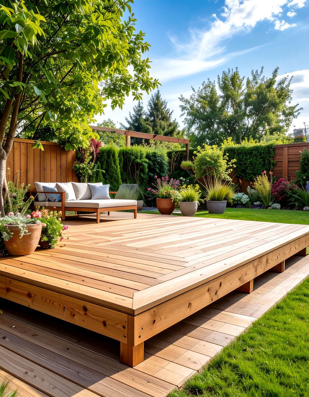 Pressure Treated Wood Platform Construction - 24 Floating Deck Ideas
