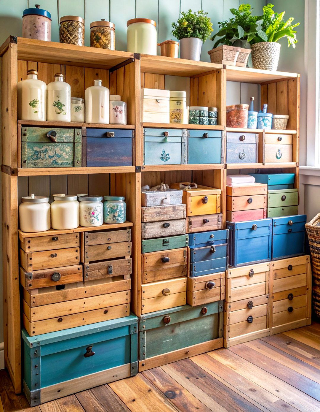 Primitive Wood Soap Box Storage - 24 Vintage Laundry Room Decor Ideas