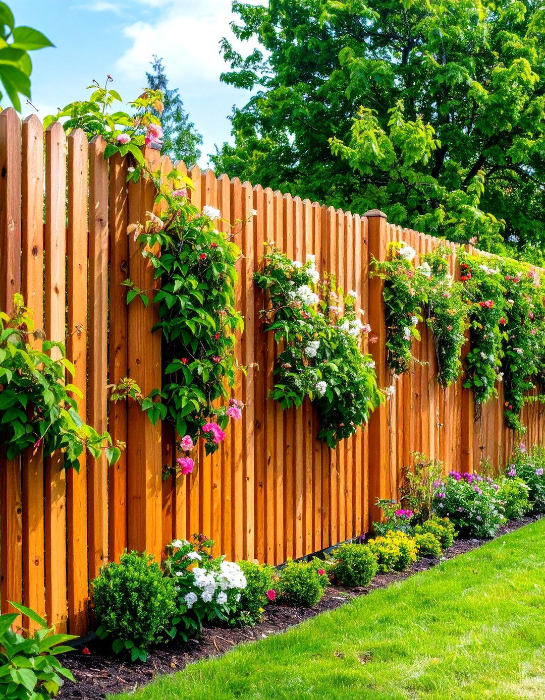 Privacy Fence with Climbing Plant Support - 24 Privacy Fence Ideas