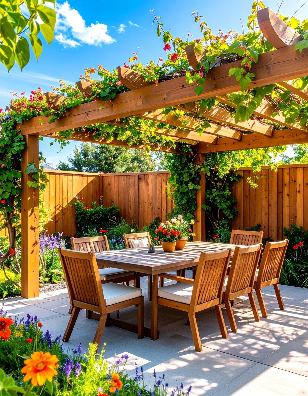 Privacy Fence with Pergola Integration - 24 Privacy Fence Ideas