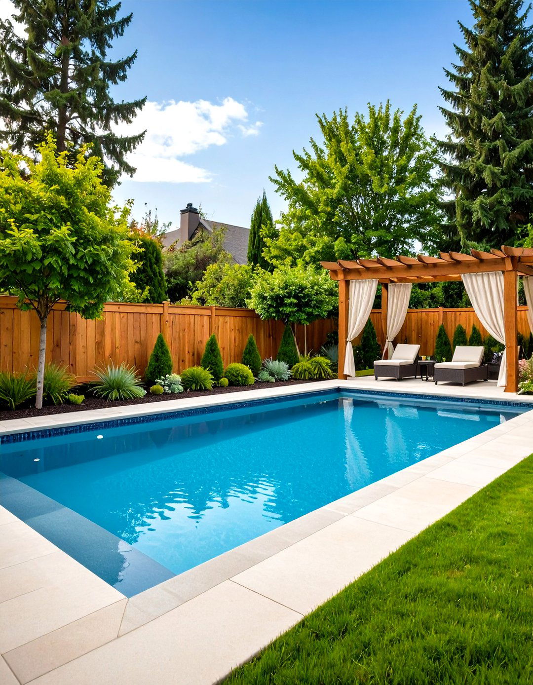 Privacy Focused Pool Landscape - 24 Pool Patio Ideas