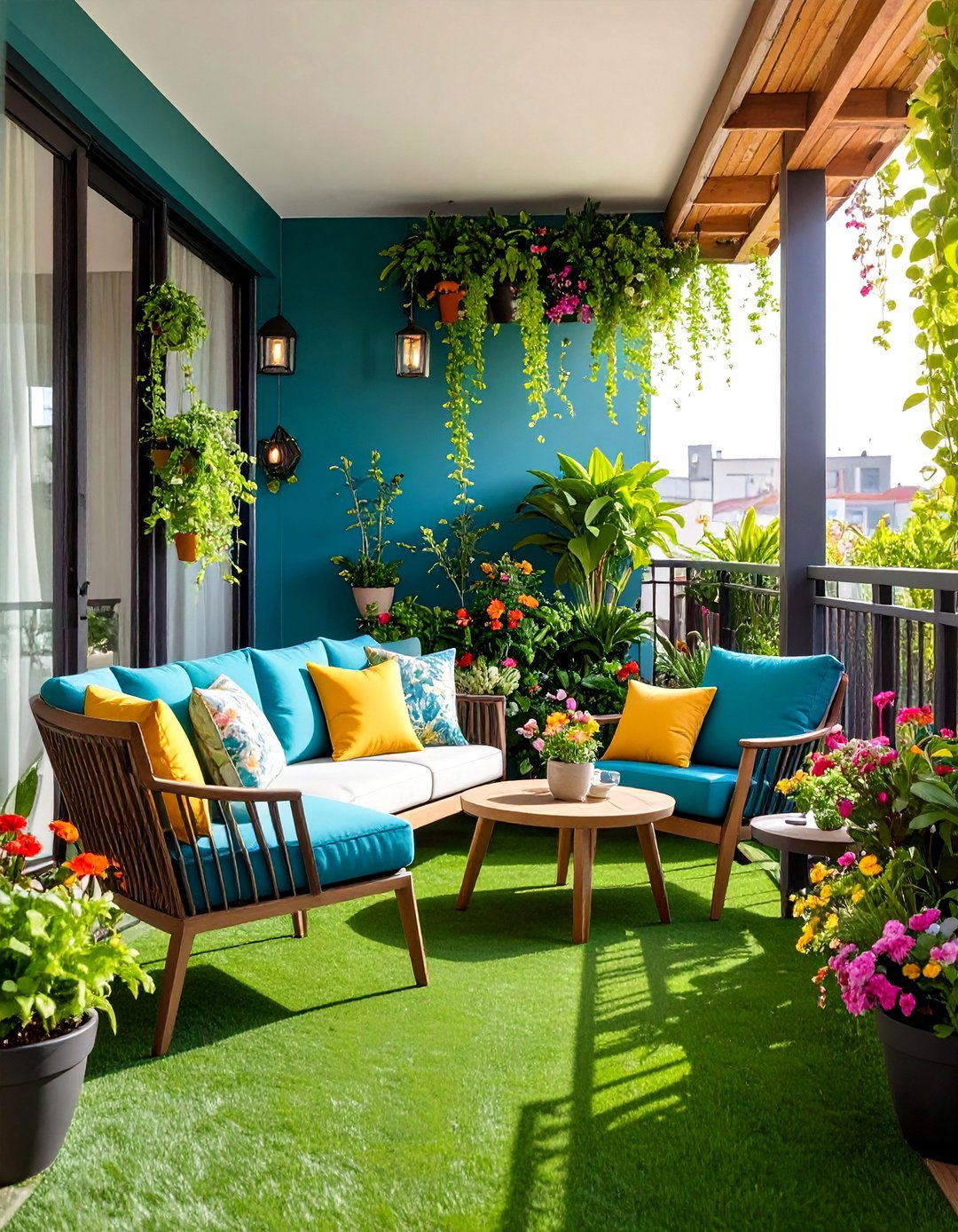 Privacy Screen Balcony Enclosure - 24 Artificial Grass Balcony Design