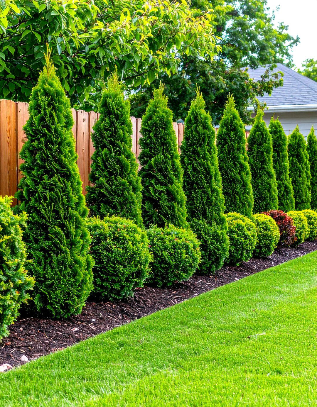 Privacy Screen Evergreen Hedge - 24 Front Yard Evergreen Landscaping Ideas