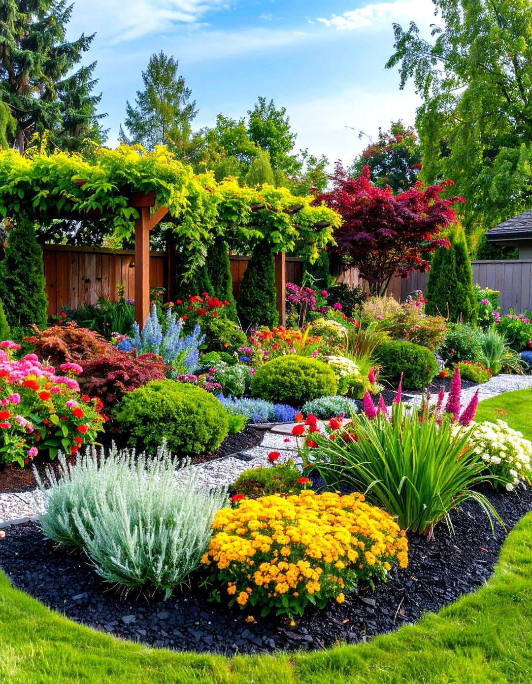 Privacy Screen Landscaping - 24 Black Mulch Landscaping Ideas