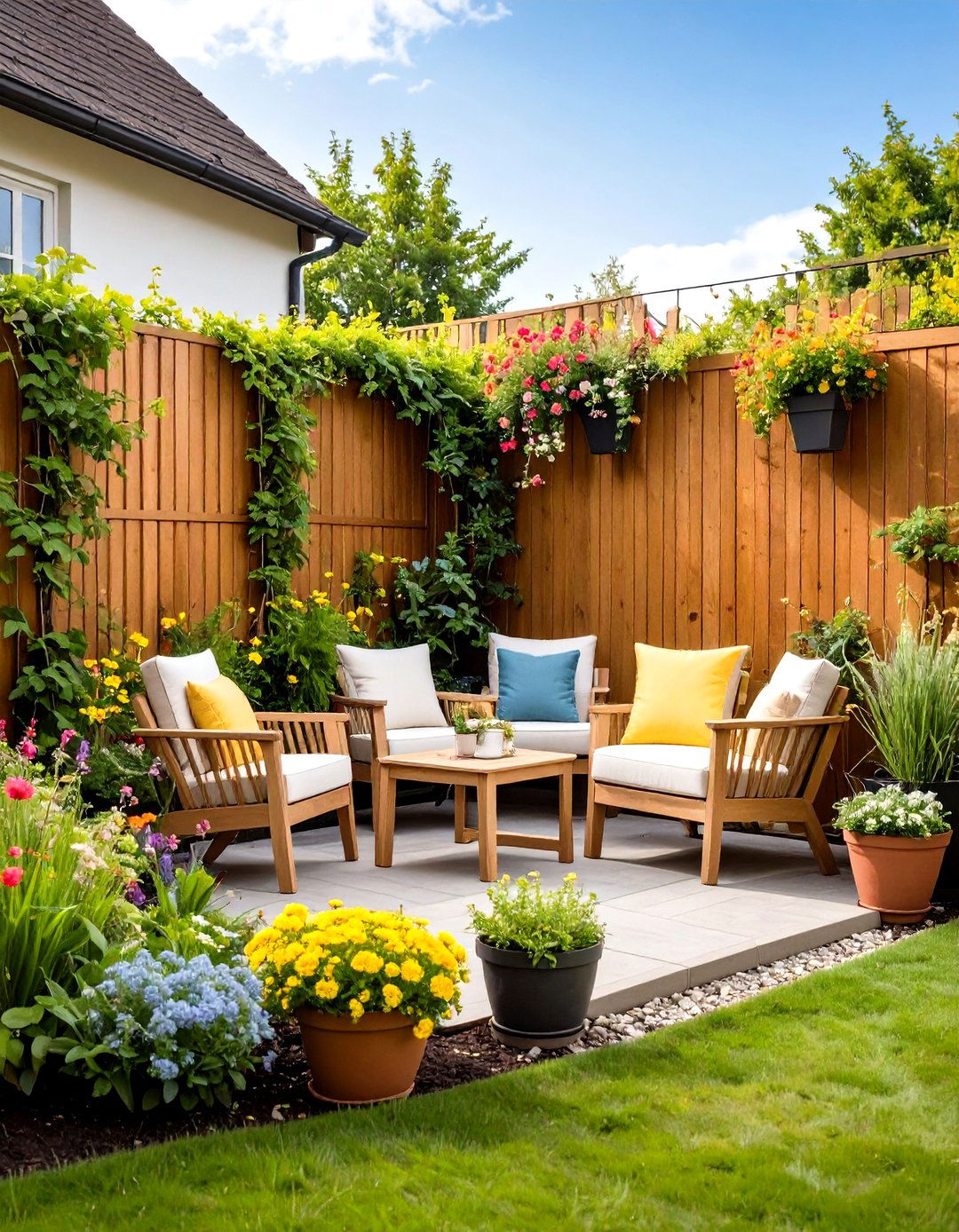 Privacy Screen Patio with Living Walls - 24 Front Yard Patio Ideas