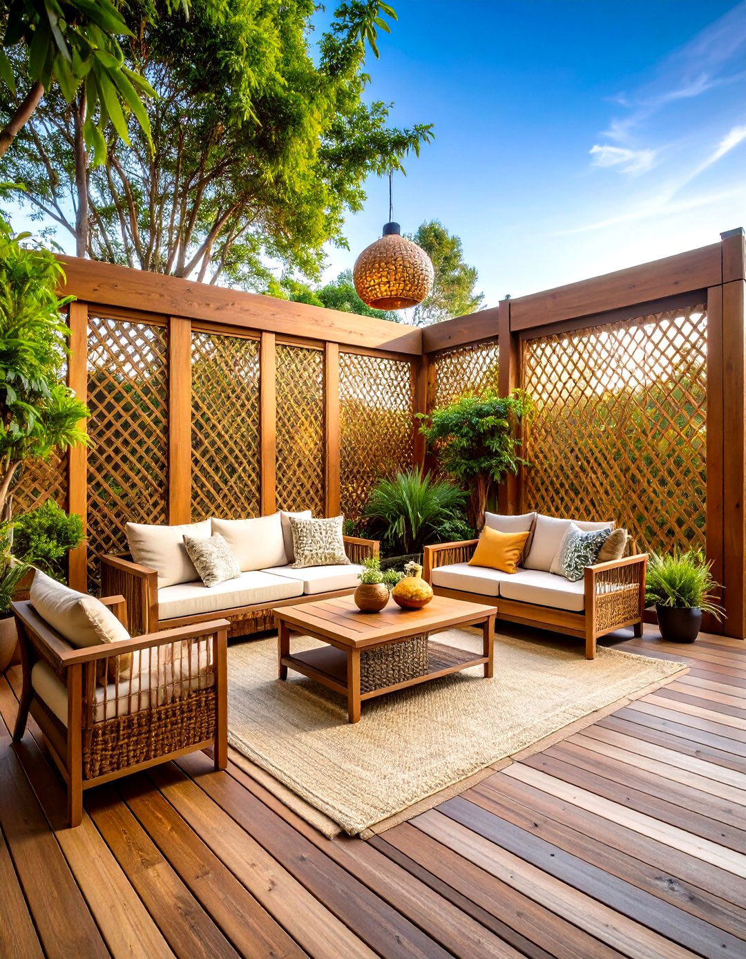 Privacy Screen Sanctuary - 24 Mobile Home Deck Ideas