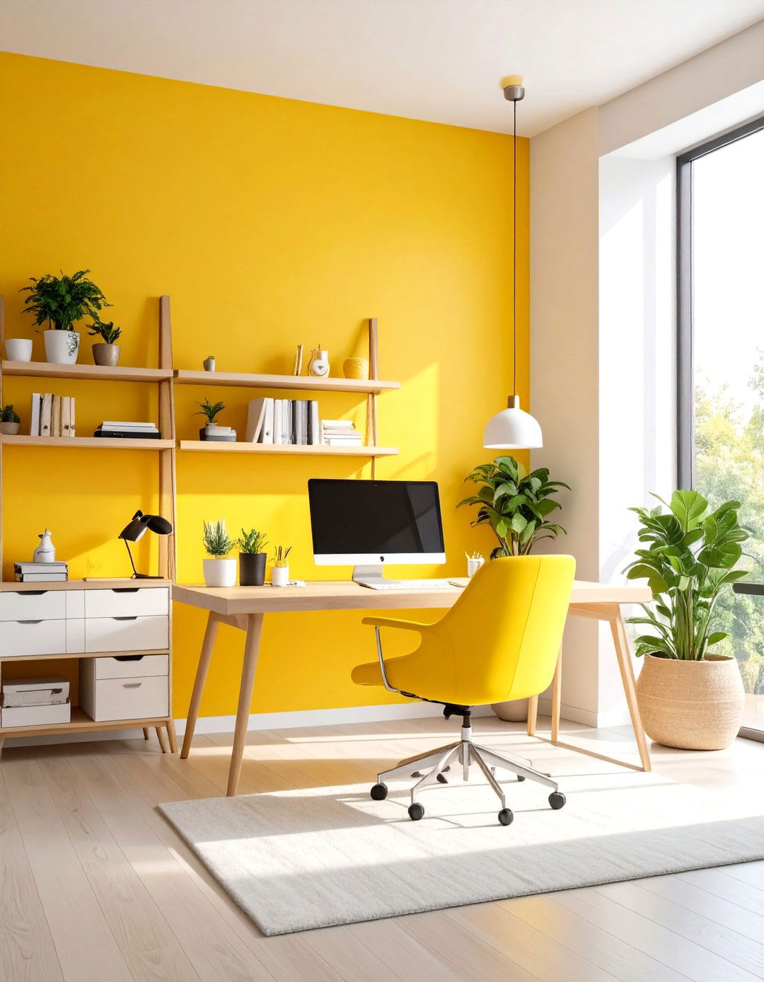 Productive Yellow Office Accent Walls - 24 Office Accent Wall Ideas