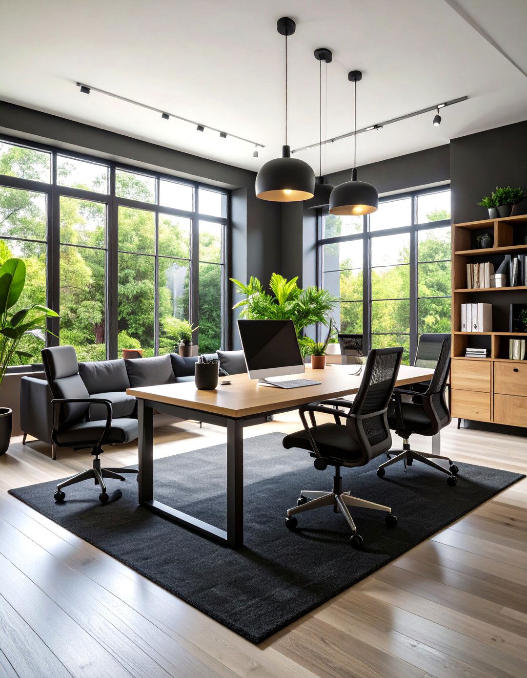 Professional Home Office Integration - 24 Black Carpet Living Room Ideas