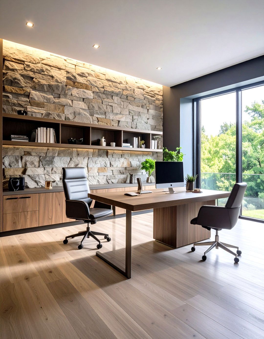 Professional Stone Veneer Office Walls - 24 Office Accent Wall Ideas