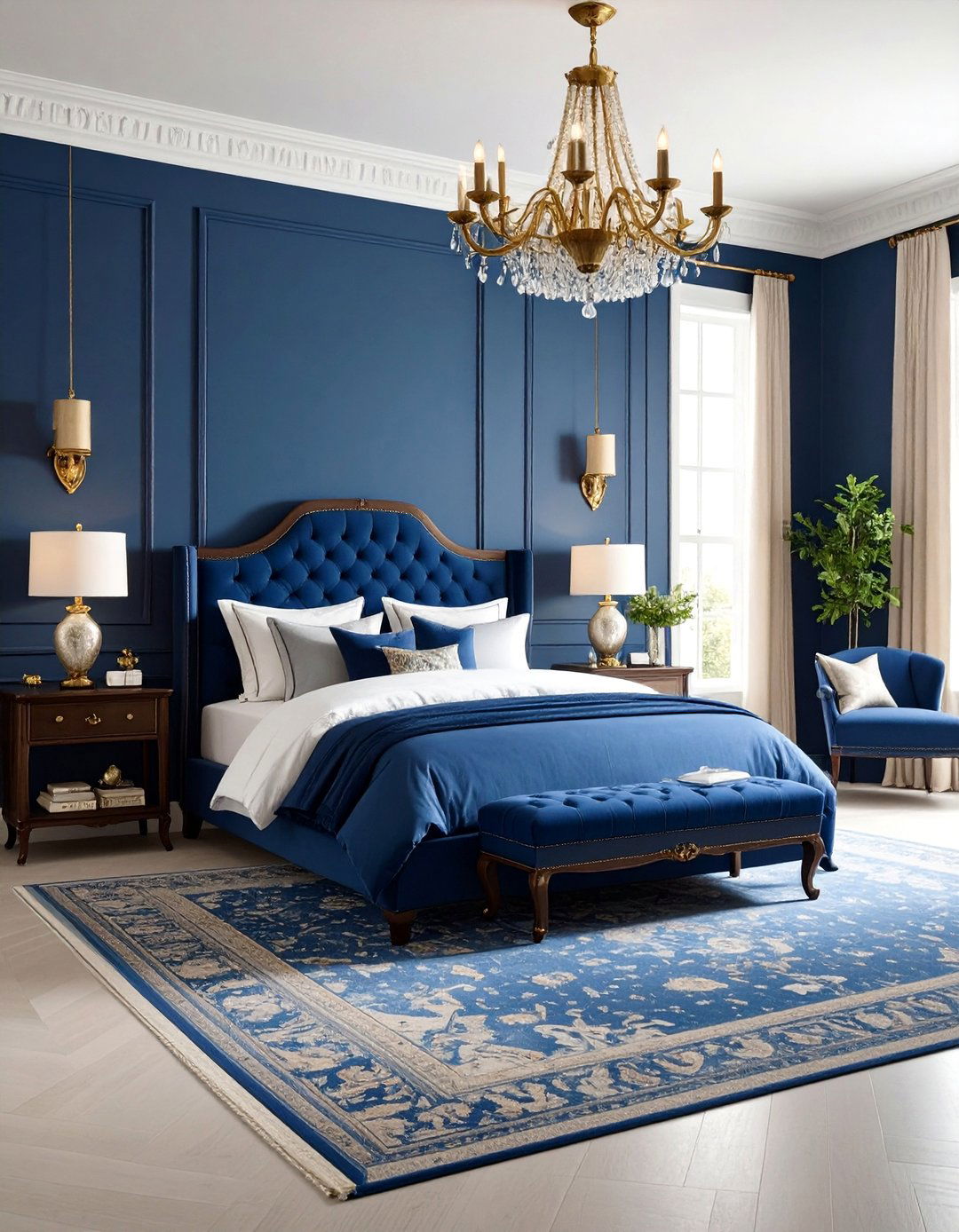 Prussian Blue Bedroom with Rich Traditional Elegance - 24 Blue Bedroom Ideas