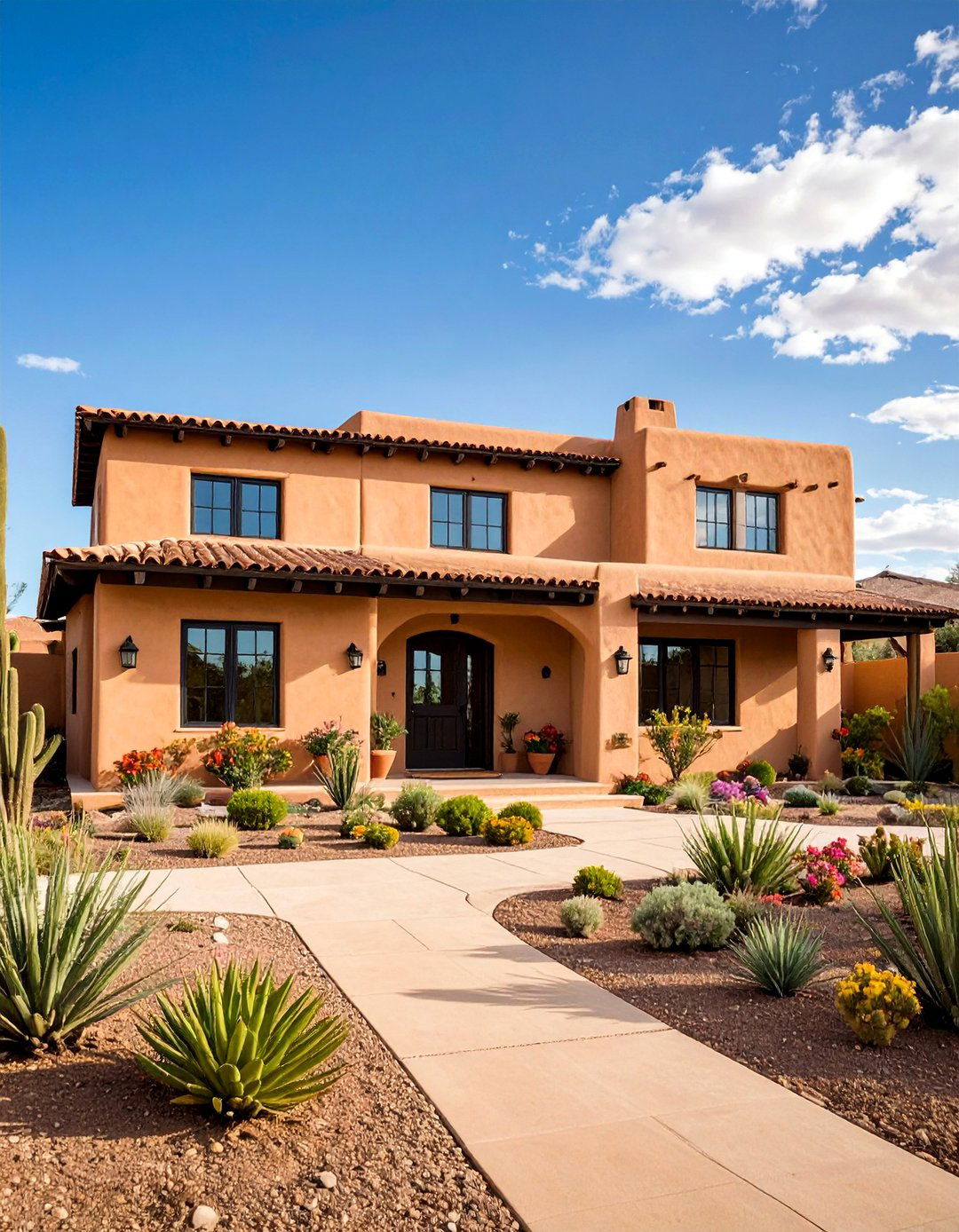 Pueblo Revival Adobe Style - 24 beige and black house exterior ideas