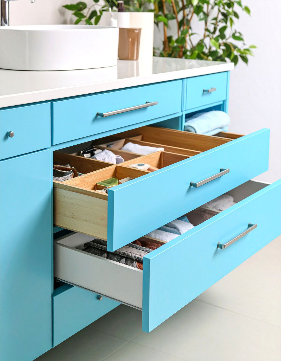 Pull Out Cabinet Drawers - 24 Small Bathroom Storage Ideas