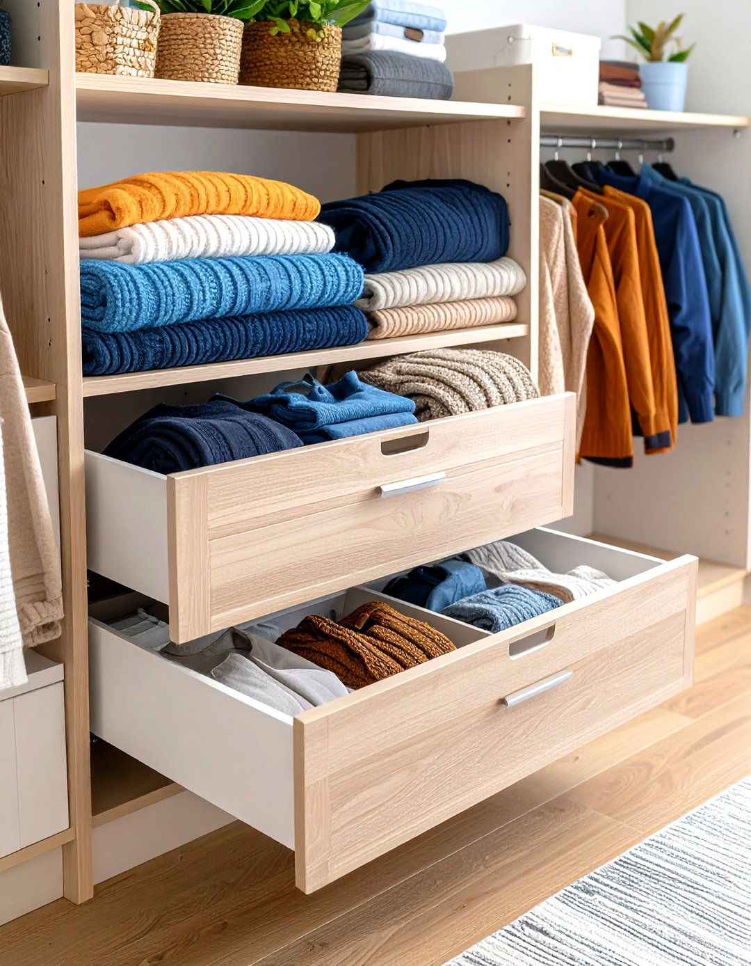 Pull Out Sweater Drawers with Custom Configuration - 24 sweater storage ideas