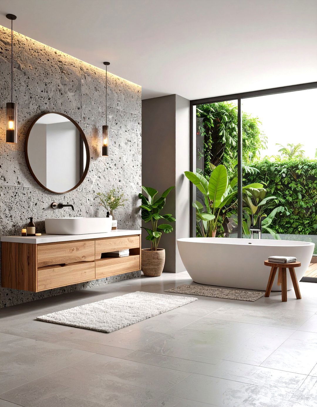 Pumice Stone Textural Walls - 24 Stone Bathroom Ideas