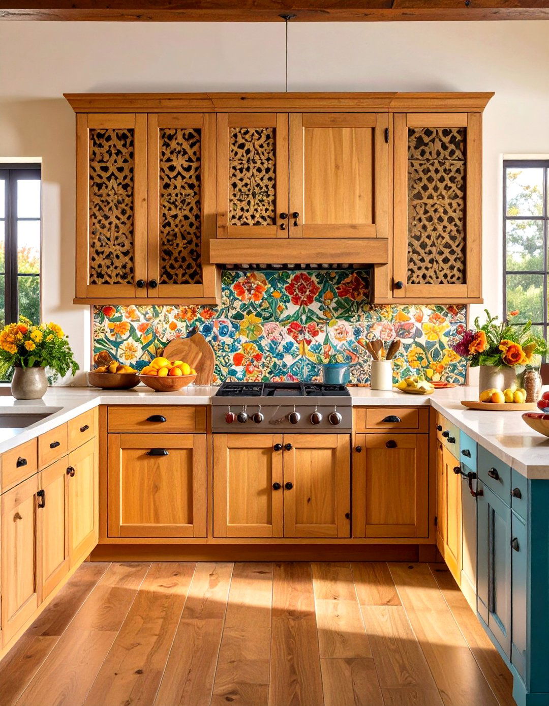 Punched Tin Cabinet Panels - 24 Southwestern Kitchen Ideas