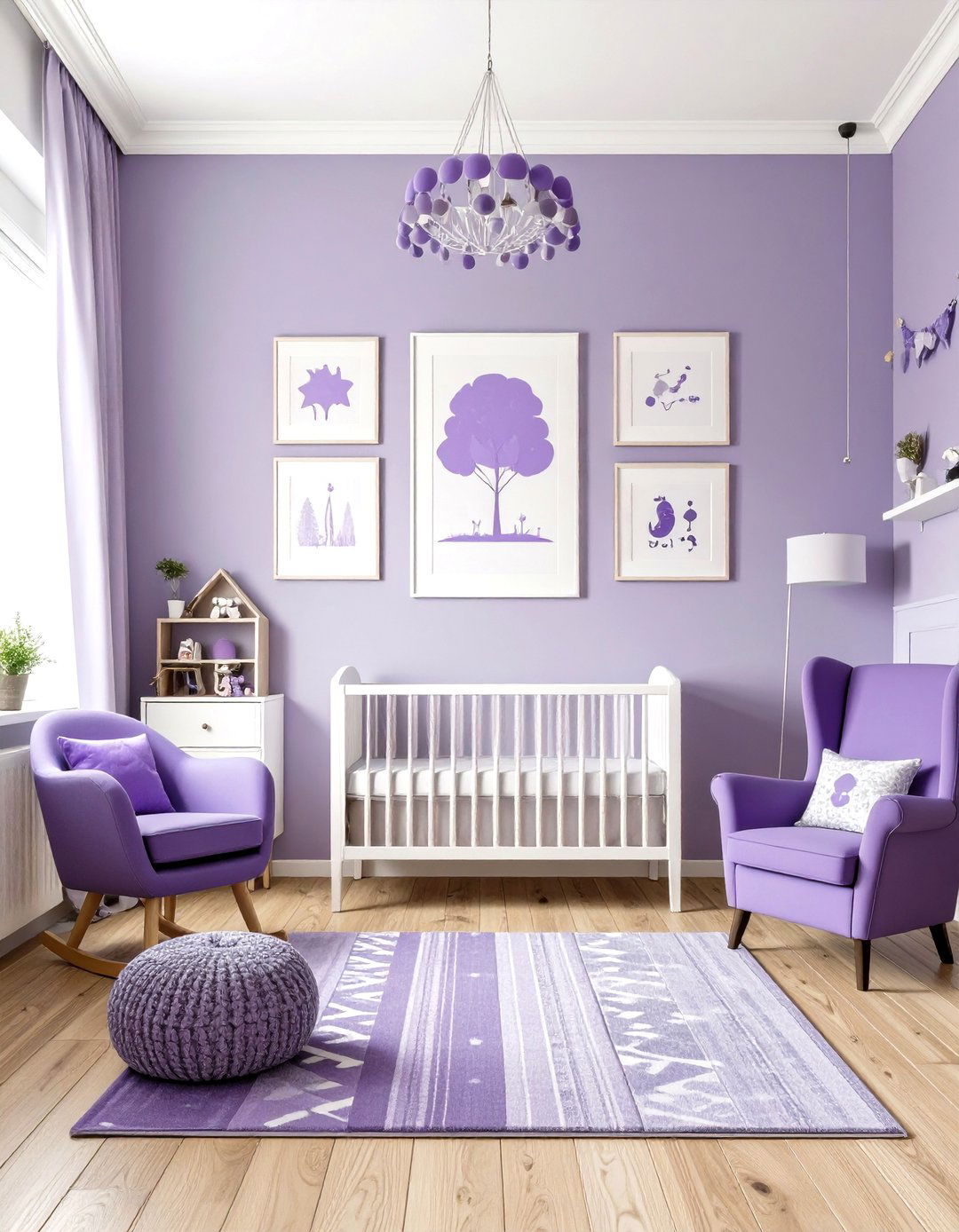 Purple Art Gallery Wall Nursery - 24 Purple Nursery Ideas