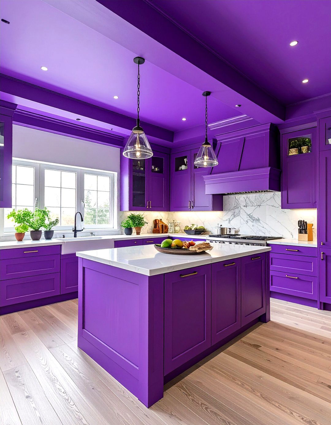Purple Ceiling Statement Kitchen - 24 Purple Kitchen Ideas