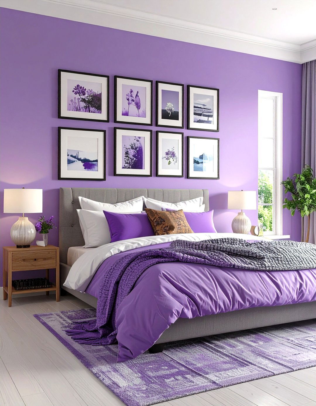 Purple Gallery Wall Bedroom - 24 Dark Purple Bedroom Ideas