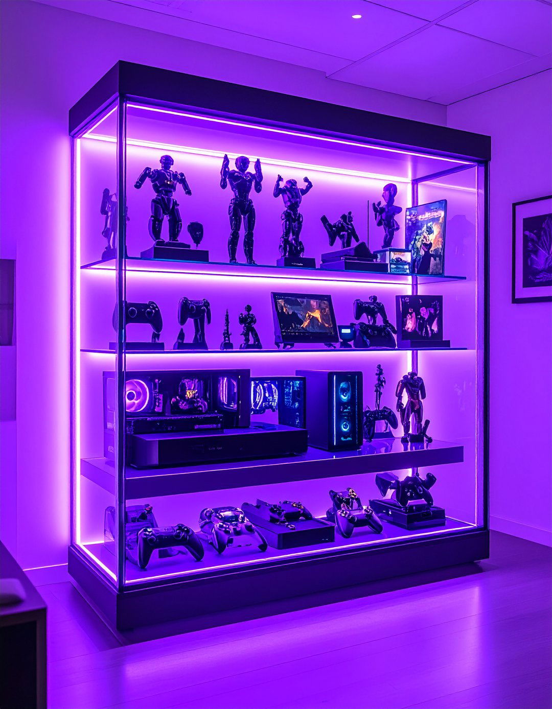 Purple Gaming Collectible Display Case - 24 Purple Gaming Setup Ideas