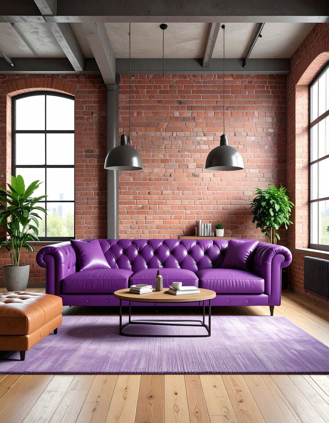 Purple Industrial Living Room - 24 Purple Living Room Ideas