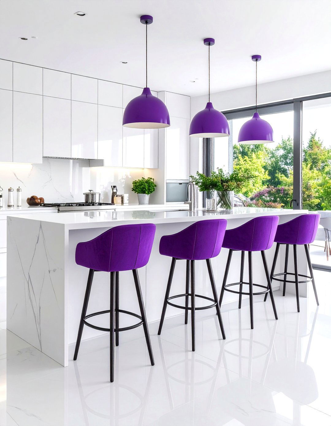 Purple Kitchen Bar Stool Accents - 24 Purple Kitchen Ideas