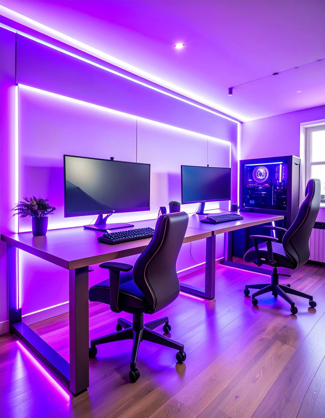 Purple LED Strip Gaming Desk Setup - 24 Purple Gaming Setup Ideas
