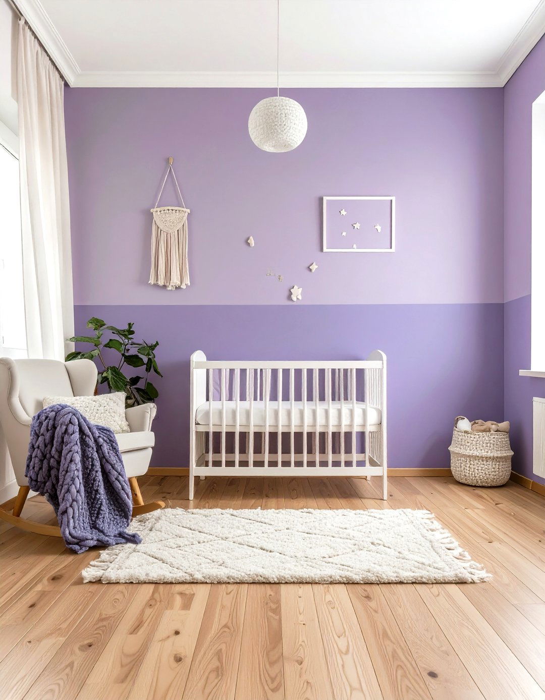 Purple Ombre Painted Wall Nursery - 24 Purple Nursery Ideas